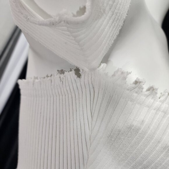 Hot & Delicious Fitted Stretch Mini Dress White W/Arm Cuffs & Cargo Pockets Sz M - Picture 8 of 14